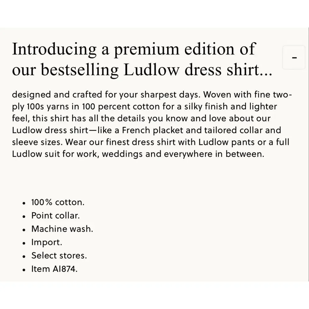 J. Crew Slim-fit Ludlow Premium fine cotton dress shirt in dobby White NWT size